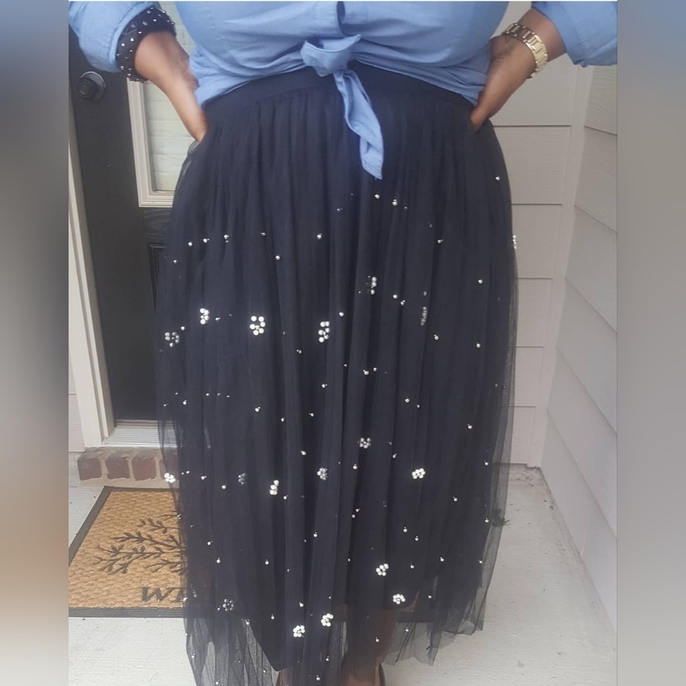 Pearl Studded Maxi Skirt